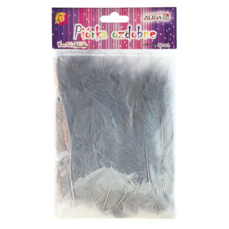 Piórka dekoracyjne Aliga 10-12cm Szare, 50szt