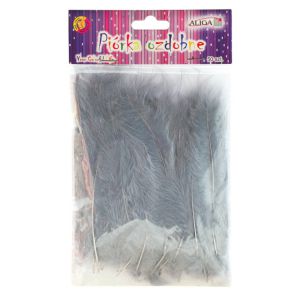 Piórka dekoracyjne Aliga 10-12cm Szare, 50szt