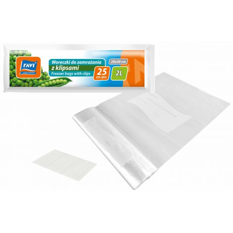 Woreczki do zamrażania Ravi z klipsami 2L 20x30cm, 25szt