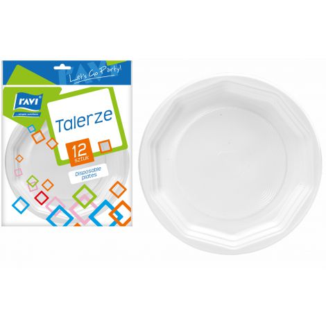 Talerze plastikowe 22x22cm, 12szt