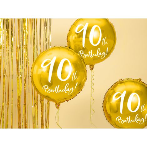 Balon foliowy 90th Birthday, złoty, 45cm - 2