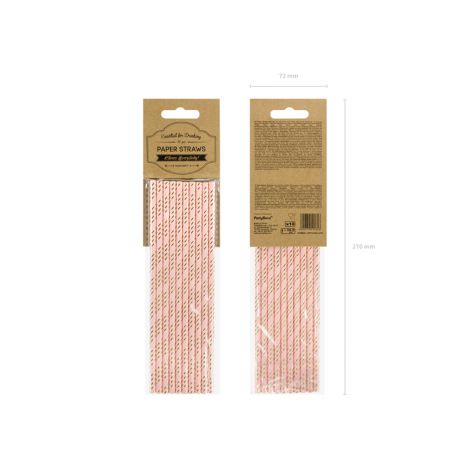 Słomki papierowe, jasnoróżowe, 19.5cm, 10 sztuk - 3