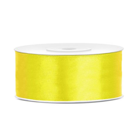 Tasiemka satynowa PartyDeco Żółta, 25mm x 25m
