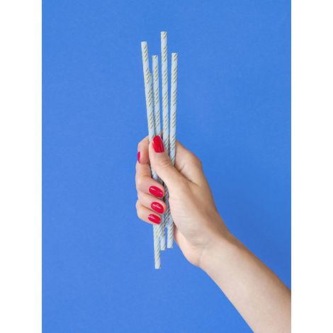 Słomki papierowe, jasnoniebieskie, 19.5cm, 10 sztuk - 4
