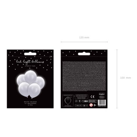 Balony Led, 30 cm, biały, 5 sztuk - 2