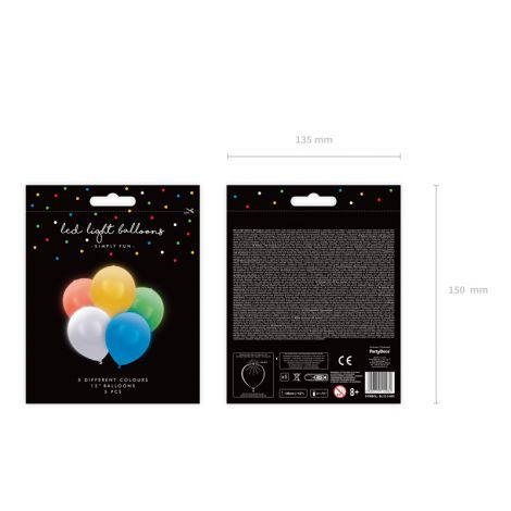 Balony Led, 30cm, mix kolorów, 5 sztuk - 2
