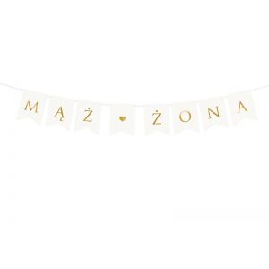 Baner Mąż Żona, 15 x 110 cm, biały