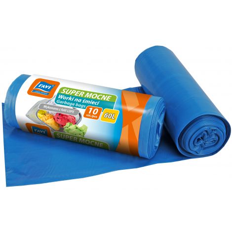 Worki na śmieci Ravi 60l 60x80cm/10szt LDPE, Niebieskie