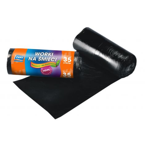 Worki na śmieci Ravi 35l 50x60cm/50szt HDPE, Czarne