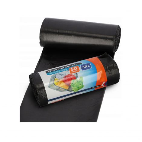 Worki na śmieci Ravi 35l 50x60cm/50szt HDPE, Czarne - 2