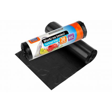 Worki na śmieci Ravi 60l 60x80cm/20szt HDPE, Czarne