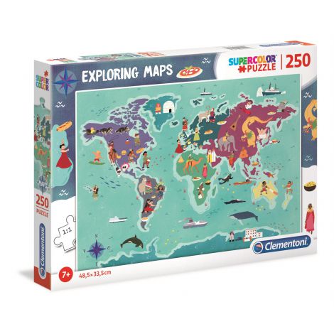 Puzzle Clementoni 250el Supercolor Exploring Maps Traditions In The World