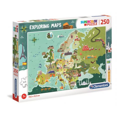 Puzzle Clementoni 250el Supercolor Exploring Maps Great Places In Europe