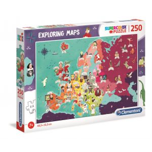 Puzzle Clementoni 250el Supercolor Exploring Maps Great People In Europe
