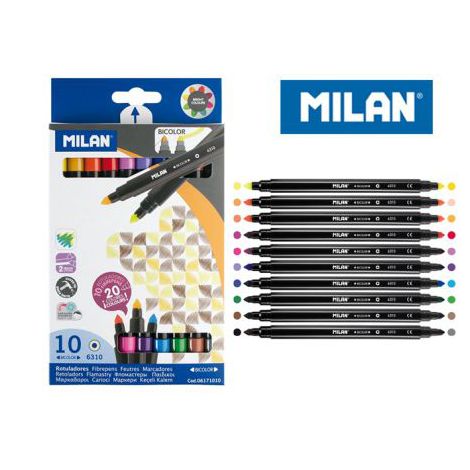 Flamastry Milan Bicolor 3610, dwustronne, 10 szt., 20 kolorów