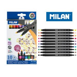 Flamastry Milan Bicolor 3610, dwustronne, 10 szt., 20 kolorów