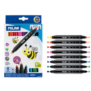 Flamastry Milan Maxi Bicolor 640, dwustronne, 8 szt., 16 kolorów