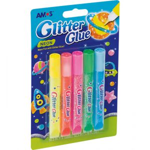 Klej brokatowy Amos Neon 5 kolorów x 10.5ml