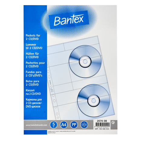 Koszulki na CD A4/2 Bantex groszkowe, 5szt - 4