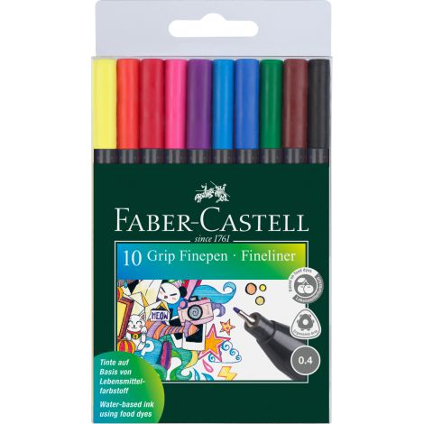 Cienkopisy Faber-Castell Grip, 10 kolorów