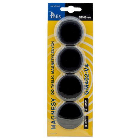Magnesy Tetis 4cm Czarne, 4szt