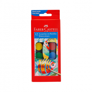 Farby akwarelowe Faber-Castell szkolne, 12 kolorów, 24mm