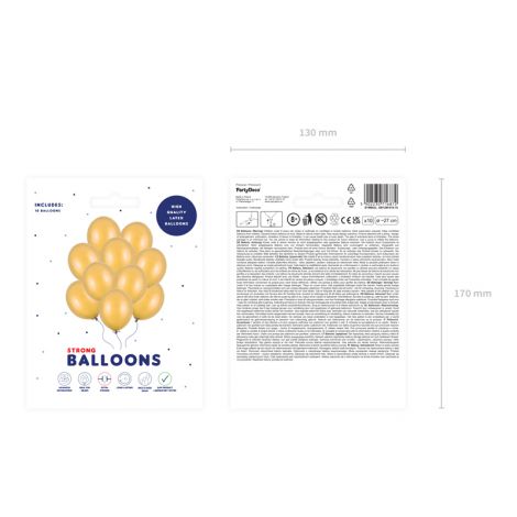 Balony Strong Metallic Gold, 27cm, 10 sztuk - 4