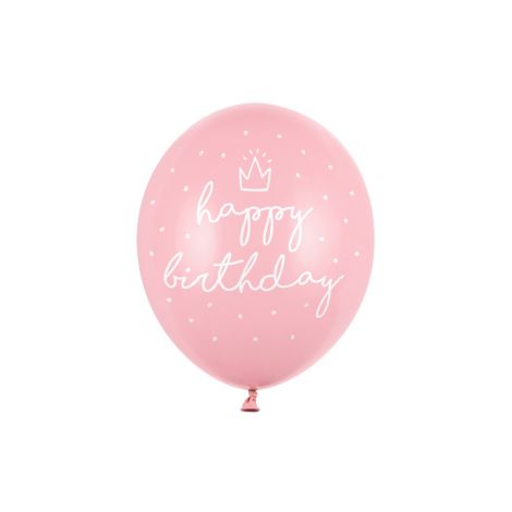 Balony happy birthday, 30cm, Pastel Baby Pink, 6 sztuk - 2