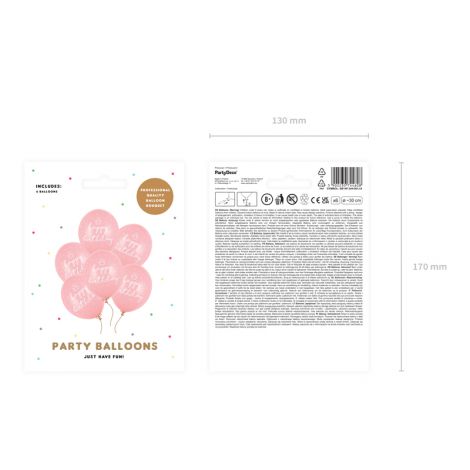 Balony happy birthday, 30cm, Pastel Baby Pink, 6 sztuk - 3