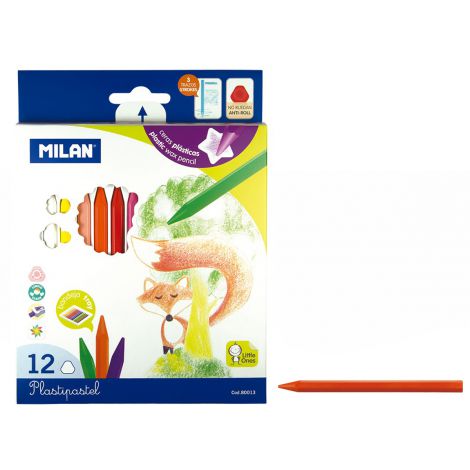 Kredki świecowe Milan Plastipastel, 12 kolorów