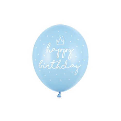 Balony happy birthday, 30cm, Pastel Baby Blue, 6 sztuk - 2
