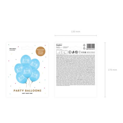 Balony happy birthday, 30cm, Pastel Baby Blue, 6 sztuk - 3