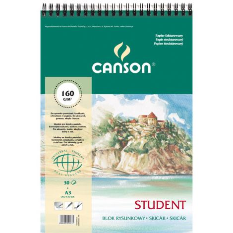 Blok rysunkowy Canson Student na spirali A3/30/150g
