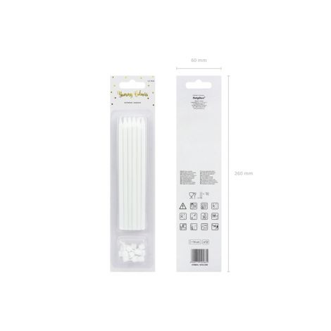 Świeczki urodzinowe gładkie, białe, 14 cm, 12 sztuk - 2
