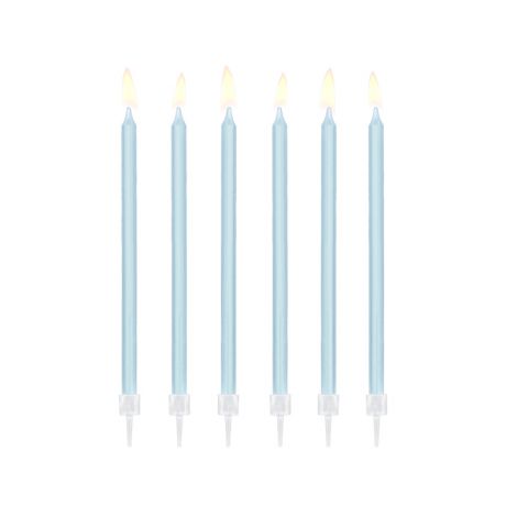 Świeczki urodzinowe gładkie, jasnoniebieskie, 14 cm, 12 sztuk