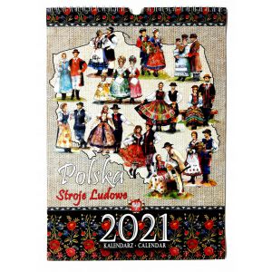 2024 Kalendarz Ścienny Polskie stroje ludowe Akwarela B4