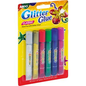 Klej brokatowy Amos 6 kolorów x 10.5 ml