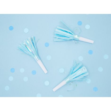 Trąbki Party, błękitne, 6 sztuk, 12,5 cm - 2
