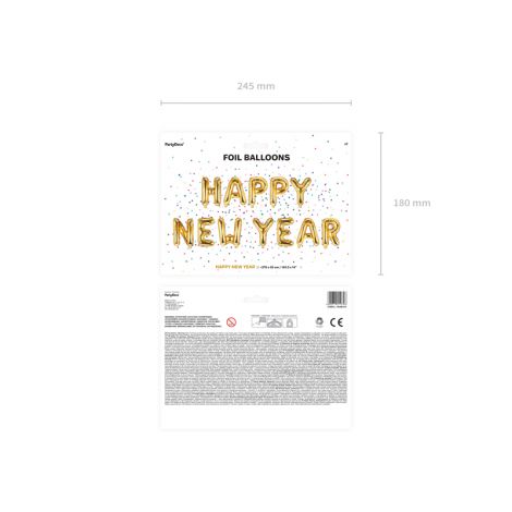 Balon foliowy Happy New Year, 370 x 35 cm, złoty - 2
