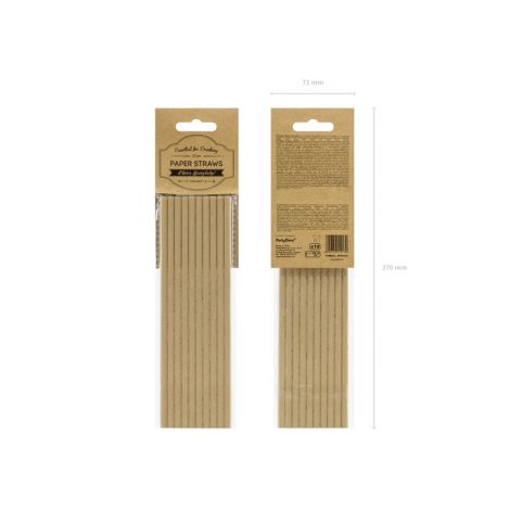 Słomki papierowe, kraft, 19.5cm, 10 sztuk - 3