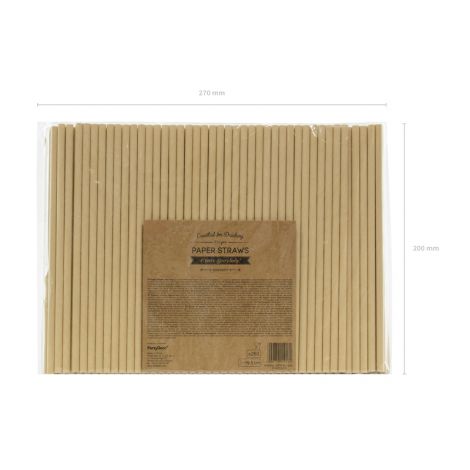Słomki papierowe, kraft, 19.5cm, 250 sztuk - 3