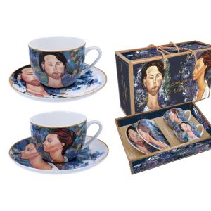 Komplet dwóch filiżanek Carmani 250ml ze spodkami - A. Modigliani, Lunia Czechowska i Leopold Zborowski