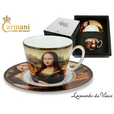 Filiżanka Carmani 250ml ze spodkiem - L. Da Vinci, Mona Lisa