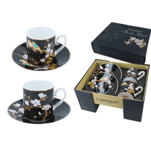 Komplet dwóch filiżanek Carmani 220ml ze spodkami - Paradise Flowers