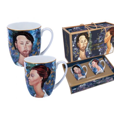 Komplet dwóch kubków Carmani 450ml - A. Modigliani, Lunia Czechowska i Leopold Zborowski