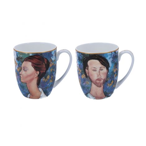 Komplet dwóch kubków Carmani 450ml - A. Modigliani, Lunia Czechowska i Leopold Zborowski - 2