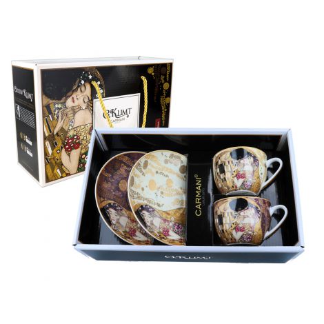 Komplet dwóch filiżanek Carmani 250ml ze spodkami - G. Klimt, Pocałunek - 2