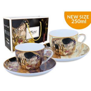 Komplet dwóch filiżanek Carmani 250ml ze spodkami - G. Klimt, Pocałunek