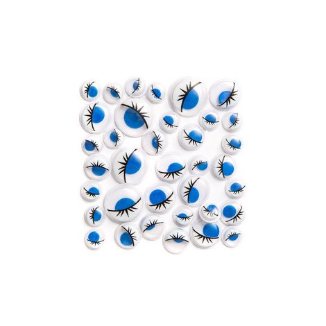 Samoprzylepne Oczy dpCraft ruchome z rzęsami, niebieskie, 36szt