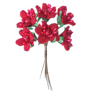 Kwiatki papierowe dpCraft Poinsecje 6szt, Czerwone